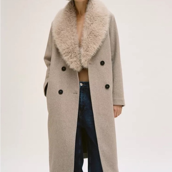 Zara Jackets & Blazers - NWOT - Zara Faux Fur Lapel Coat in Taupe Brown
